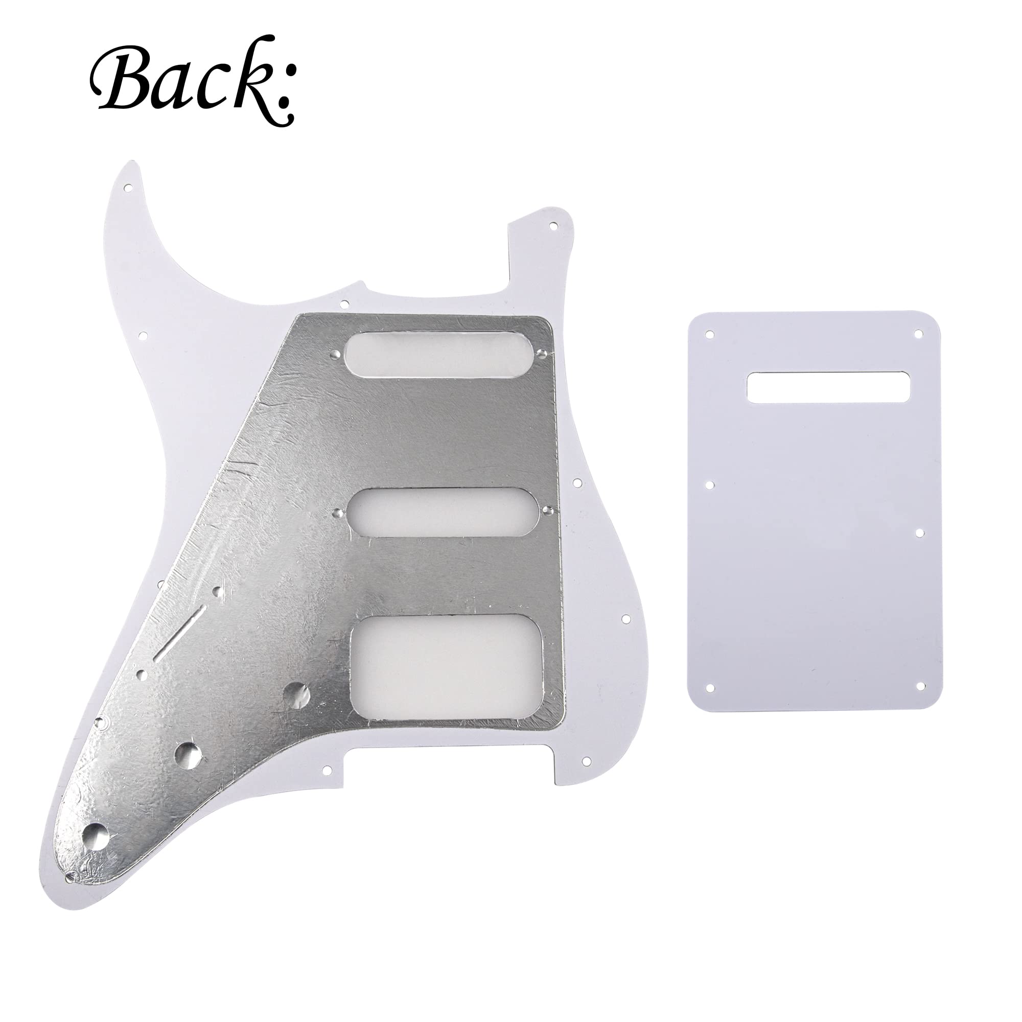 1Pcs Yootones 11 Hole Round Corner Strat HSS Pickguard Guitar BackPlate Set with Pickguard Screws Compatible with USA/Mexican St
